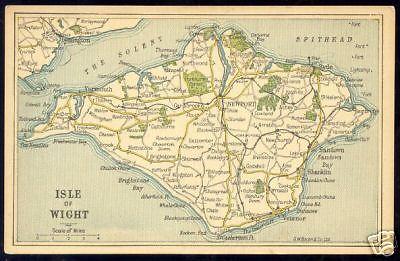 isle of wight, circa 75 years old MAP postcard