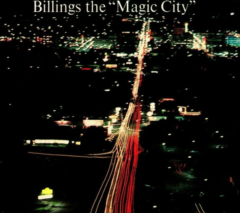 Aerial View at Night Billings Montana MT The Magic City UNP Chrome Postcard  S20