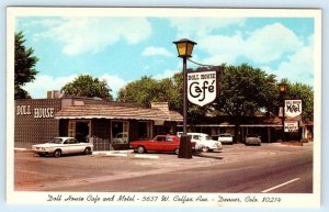 DENVER, CO Colorado ~ Roadside DOLL HOUSE CAFE & MOTEL c1960s Cars Postcard