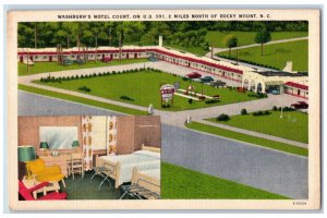 c1940's Washburn's Motel Court North of Rocky Mount NC Multiview Postcard