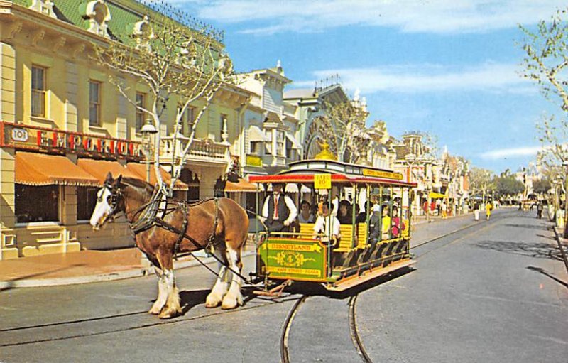 Horse-drawn streetcar, Main Street USA Disneyland, CA, USA Disney Unused 