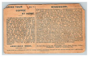 Vintage 1890's Trade Card - Arbuckles Ariosa Coffee - History of Mississippi
