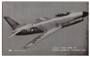 USAF F 86D Sabre Jet North American Aviation Inc Airplane Postcard