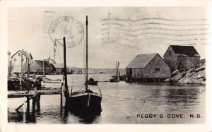 Peggy's Cove Nova Scotia Canada birds eye view boats pier real photo pc BB1062