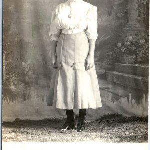 c1910s Cute Young Lady RPPC Beautiful Studio Background Real Photo PC Girl A185