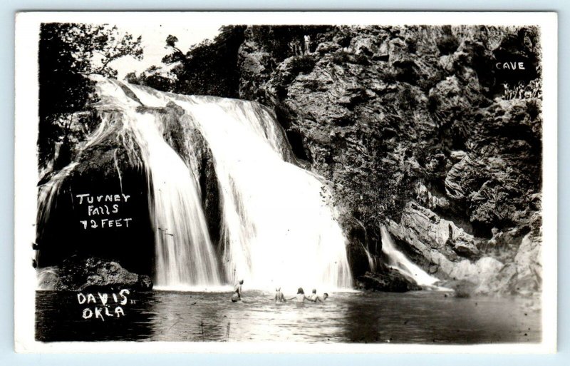 RPPC DAVIS, OK Oklahoma ~ TURNER FALLS  1948  Garvin County Postcard