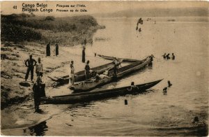 PC CPA BELGIAN CONGO, PIROGUES SUR L'UELE, VINTAGE POSTCARD (b12615)