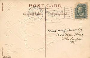 Damaged Valentines Day 1910 postal marking on front