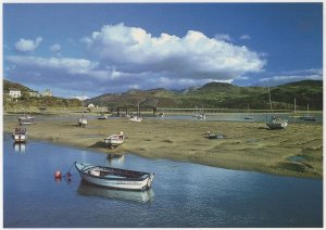 Barmouth Harbour Looking Towards Cader Idris Welsh Postcard