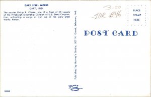 Gary Steel Works Indiana In Carrier Philip R Clarke Postcard VTG UNP Dexter  