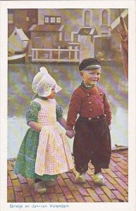 Netherlands Volendam Grietje en Jan-van Young Children In Local Costume