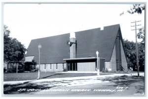 c1940 St. John Lutheran Church Chapel Exterior Waverly Iowa RPPC Photo Postcard