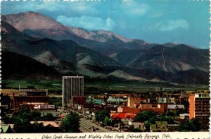 Pikes Peak, Colorado Springs, postcard, snow, Antlers Plaza Hotel, Holl Postcard