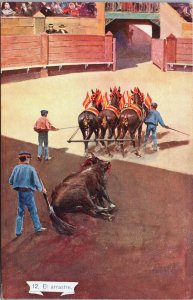 Mexico El Arrastre Bullfighting Sport Vintage Postcard C213