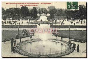 Old Postcard Saint Maurice Asylum convalescent view of making the library basin