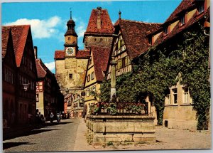 Postcard Germany Rothenburg St. Marks Tower with Roederbogen