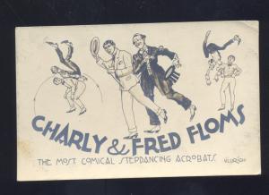 RPPC CHARLY  FRED FLOMS COMIC STEPDANCING ACROBATS CIRCUS REAL PHOTO POSTCARD