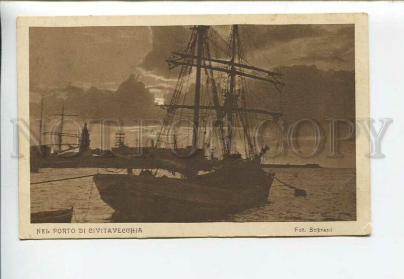 435921 Italy Civitavecchia port ships Soprani photo Moonlight Vintage postcard
