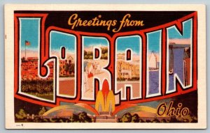 Vintage Ohio Postcard - Large Letter  Greetings From Lorain