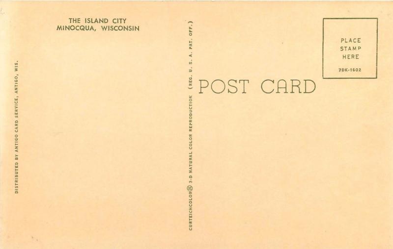 Minocqua Wisconsin WI Aerial View Island City Postcard