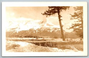 RPPC Beautiful Snowy Mountain and Running River  - Real Photo Postcard  c1910