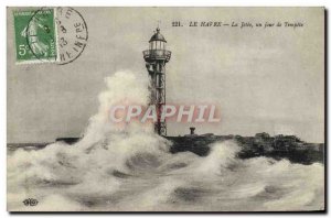 Old Postcard Le Havre La Jetee A storm Day