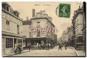 Old Postcard Rue Thiers Bernay car has ane Mule Children Velo Cycle (good ani...