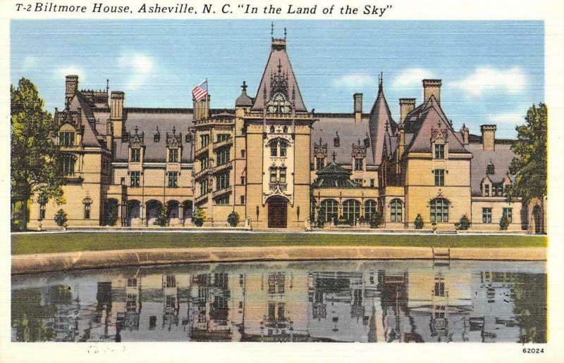 ASHEVILLE, NC  North Carolina   BILTMORE HOUSE   Roadside c1940's Linen Postcard