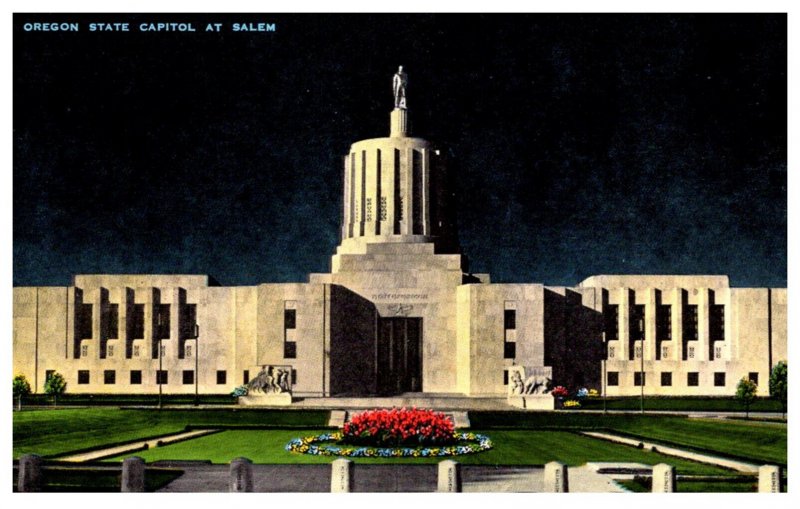 Oregon   Salem State capitol Building at night