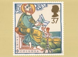 Saint Columba The Scribe Letter St Augustine RMPQ Stamp Postcard