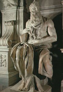 Postcard Moses Sculpture Renaissance Artist Michelangelo Buonarroti Rome Italy