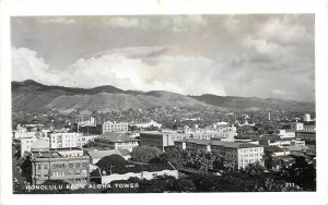 Postcard RPPC 1940s Hawaii Honolulu Aerial View Aloha Tower HI24-1131