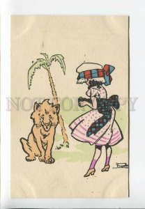 3182544 ART NOUVEAU Girl PHOTOGRAPHER & LION Vintage JBB #337-2