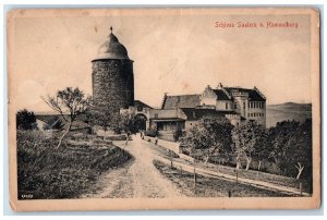 Schloss Saaleck B. Hammelburg Germany, Dirt Road Building Antique Postcard 