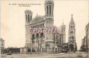 Old Postcard Lyon Basilica of Fourviere N D Overview