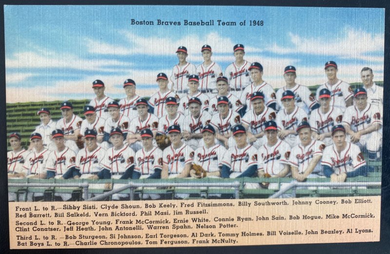 Mint USA Picture Postcard Boston braves Baseball Team Of 1948