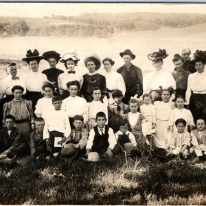 c1910s Outdoor Gathering RPPC Edwardian Women Hats Real Photo Many Children A134