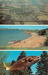 GARRISON, ND North Dakota  AERIAL~Boats At LAKE SAKAKAWEA~Willy Walleye Postcard