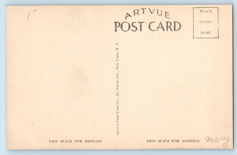 Newport New Hampshire Postcard Park Street Common c1940 Artvue Vintage Antique