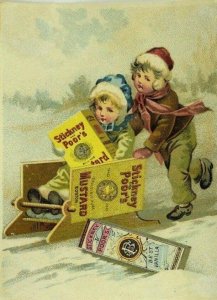 Stickney & poor's Mustards Spices & Extracts Children Snow Sled Boxes Winter P92