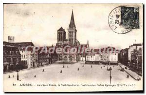 Old Postcard Lisieux Place Thiers The Cathedral and La Poste