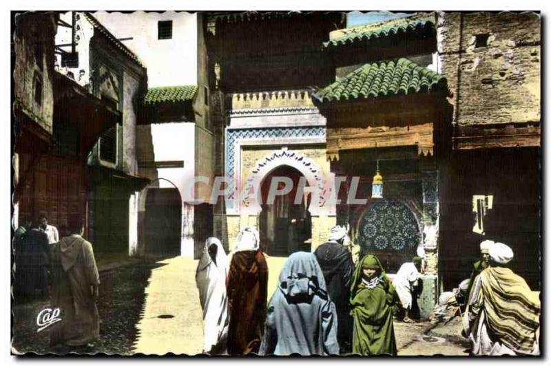 Old Postcard Fez Morocco Fountain Square and Nejjarine