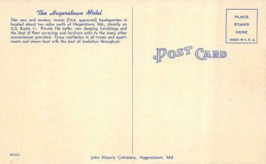 HAGERSTOWN, Maryland MD ~ HAGERSTOWN MOTEL~Restaurant ROADSIDE ca1940's Postcard