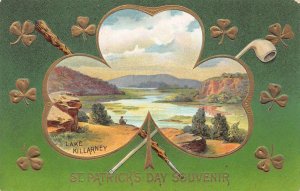 ST. PATRICK'S DAY HOLIDAY IRELAND LAKE KILLARNEY EMBOSSED POSTCARD (c. 1910) 247