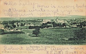 Harrisonburg VA~Looking North~1907 Photo Postcard Weyers Cave to Maxwelton WV