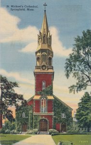 Springfield MA Massachusetts St. Michael's Cathedral - Church - pm 1947 - Linen