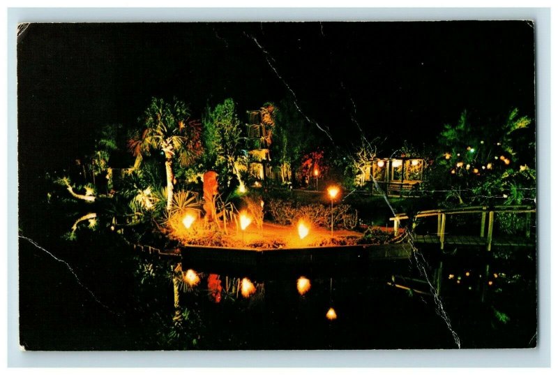 Vintage Tiki Gardens, Indian Rocks Beach, Fla. Postcard P172 