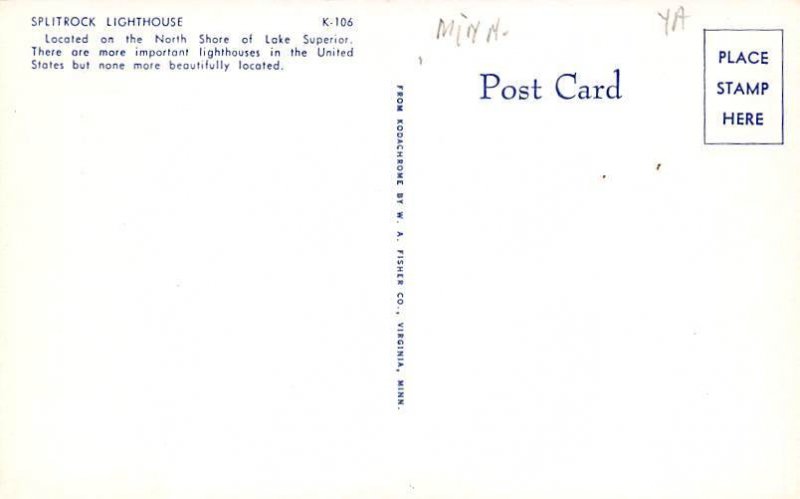 Split rock Lighthouse Lake Superior MN USA Postcard