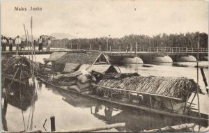 Malay Junks Boats Malaysia River Unused Postcard E44