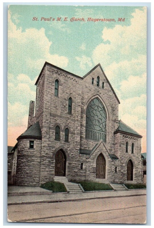 Hagerstown Maryland MD Postcard St Paul M E Church Building 1910 Antique Vintage